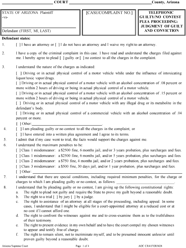 Image 1 within Form 28. Telephonic Guilty Plea/No Contest Plea Proceedings