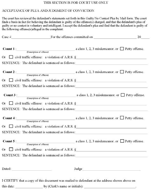 Image 3 within Form 28(a). Instructions for Completing the Form for Entering a “Guilty/No Contest Plea by Mail”