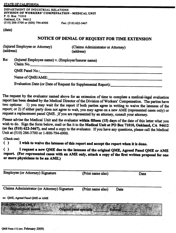 Image 1 within § 113. Notice of Denial of Request for Time Extension Form.