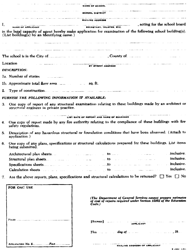 Image 1 within Appendix (b) Form 2--Application for Examination of School Buildings.