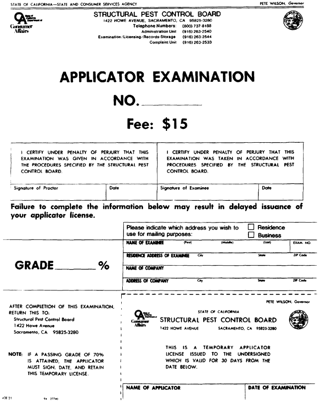 Image 1 within Form 43E-21. Applicator Examination.