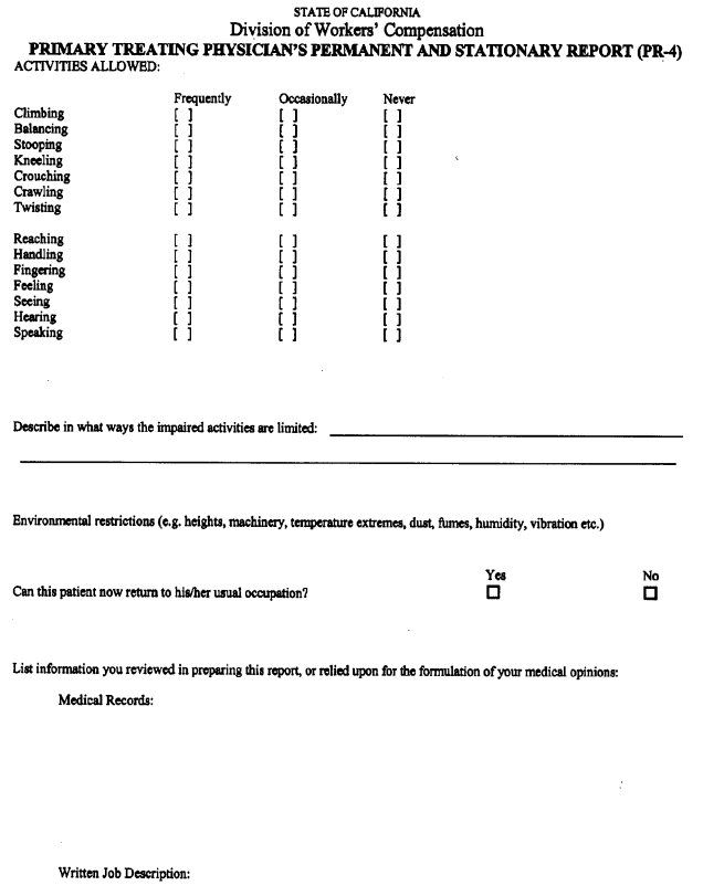 Image 6 within § 9785.4. Form PR-4 “Primary Treating Physician's Permanent and Stationary Report.”