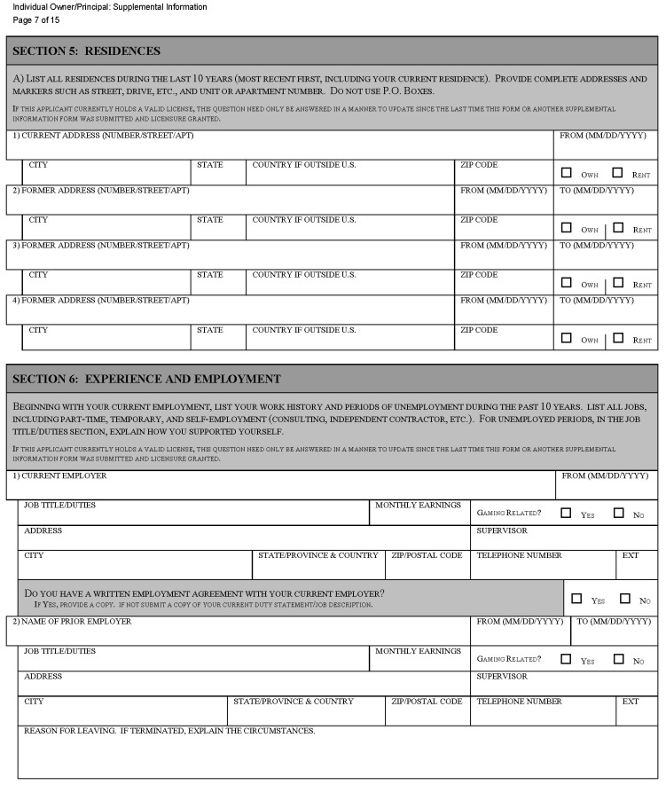 This is a picture of the Individual Owner/Principal: Supplemental Information CGCC-CH2-07 (Rev. 07/22) form Page 7 of 15.