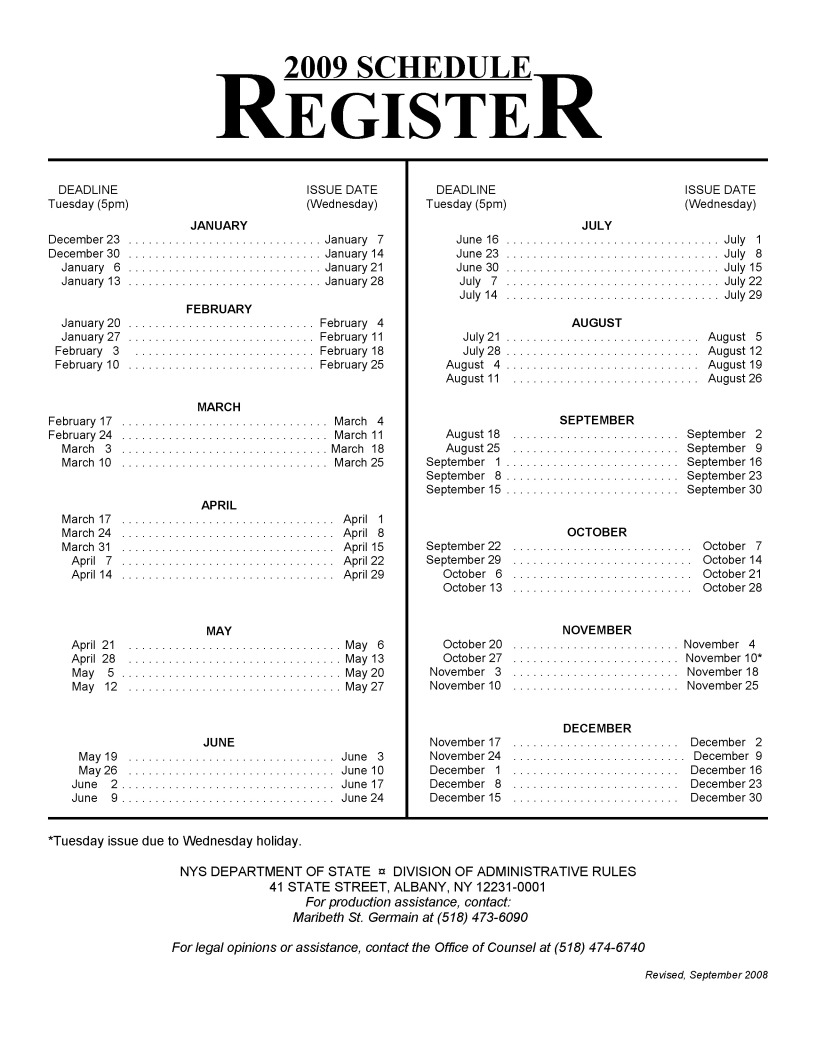 Image 2 within 10/8/08 N.Y. St. Reg. Schedule